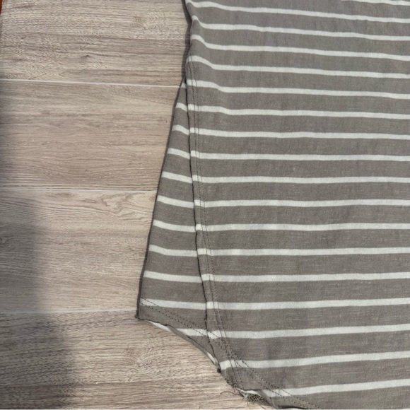 Free People Gray Stripe Crochet Lace Sleeve Long Sleeve — Top Medium - Picture 6 of 8